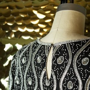 Jewel Queen Black + Silver + White Embellished Top